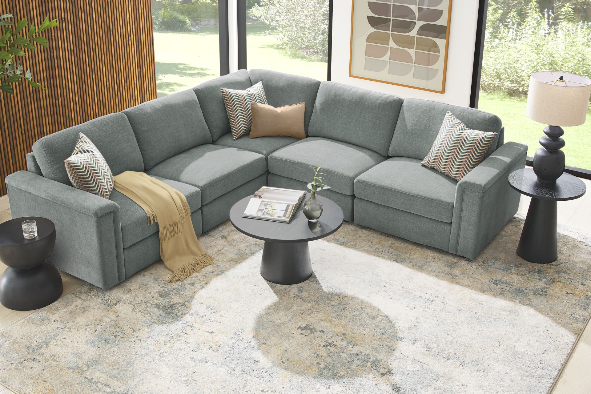 Tempo Modular Blue 5 Pc Sectional - Image 2