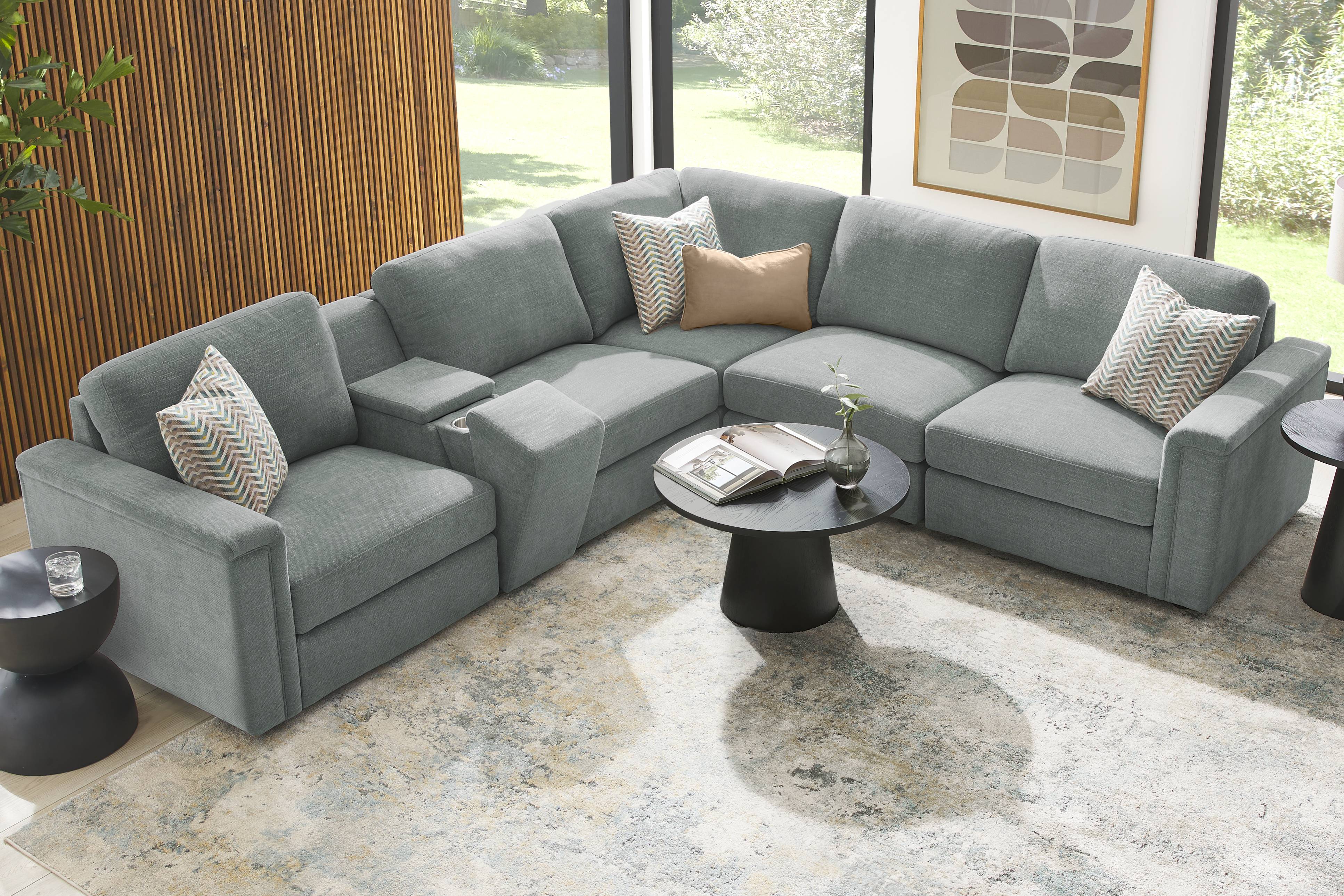 Blue 6 Pc Tempo Modular with Media Console - Thumbnail - Image 2