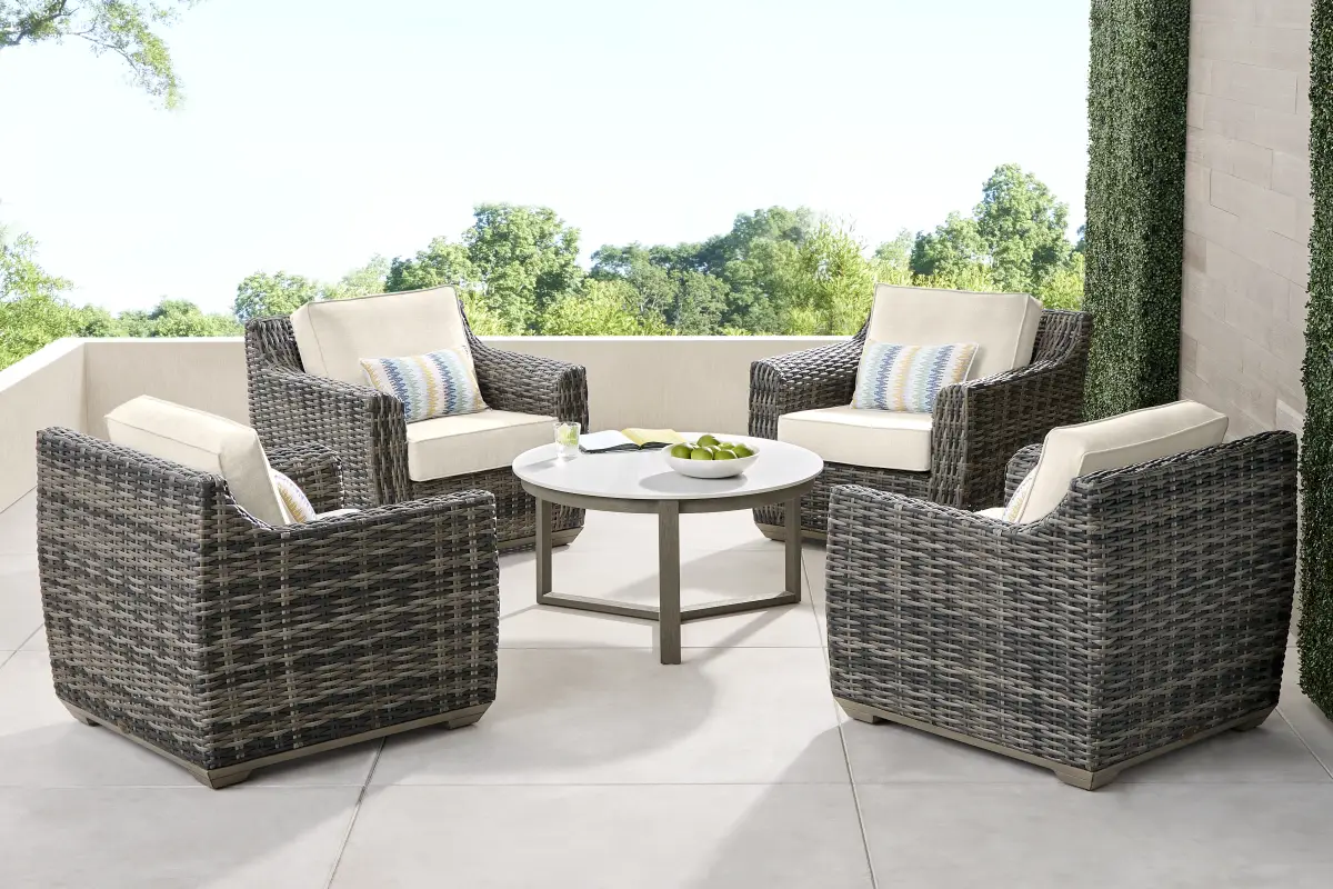Montecello Gray 5 Pc Outdoor Chat Set with Twine Cushions