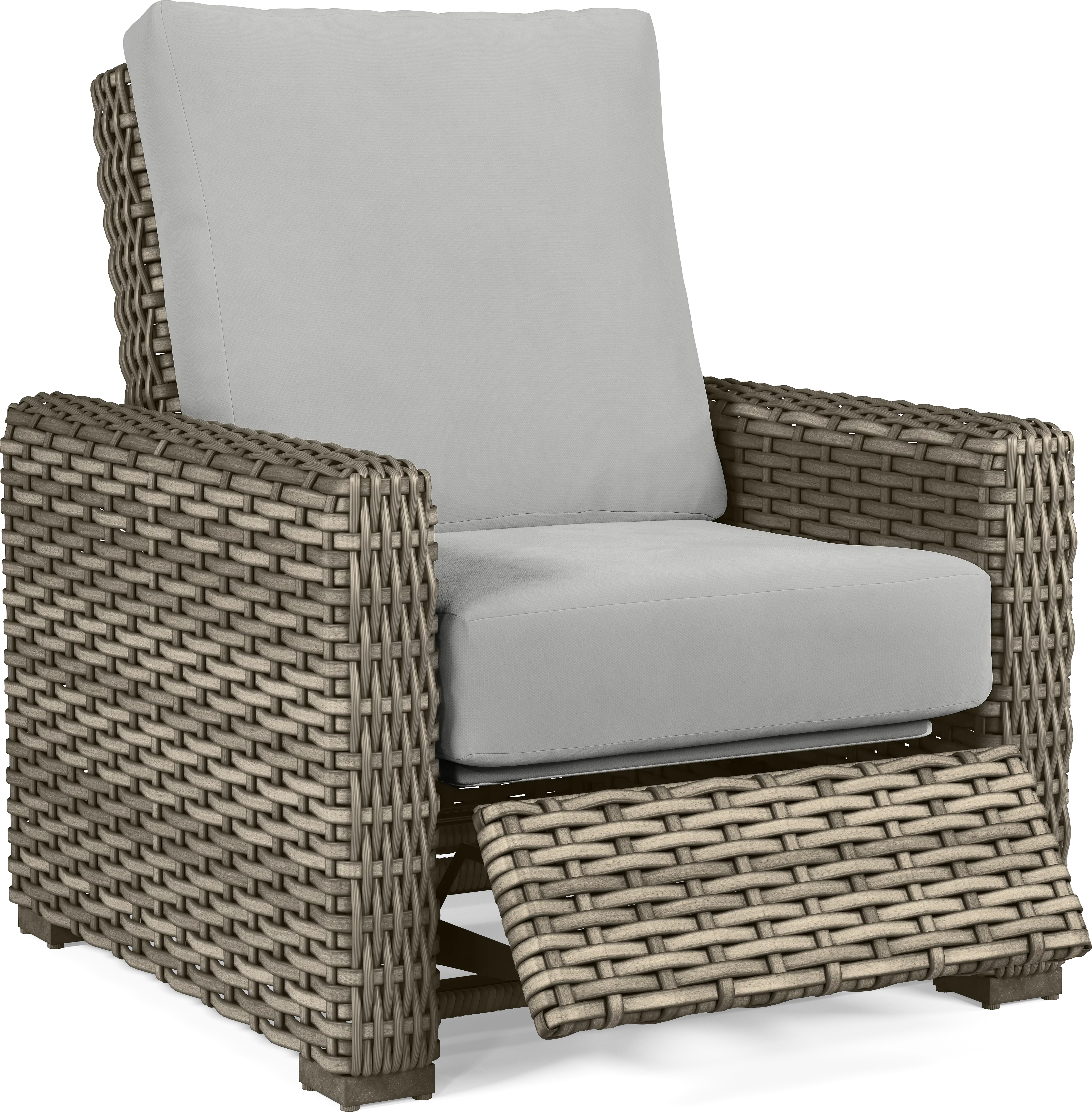 Siesta Key Driftwood Finish Outdoor Recliner with Dove Cushions - Thumbnail - Image 1