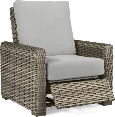 Siesta Key Driftwood Finish Outdoor Recliner with Dove Cushions