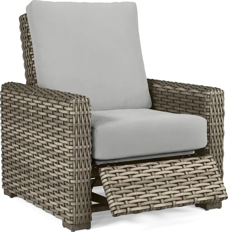 Siesta Key Driftwood Finish Outdoor Recliner with Dove Cushions