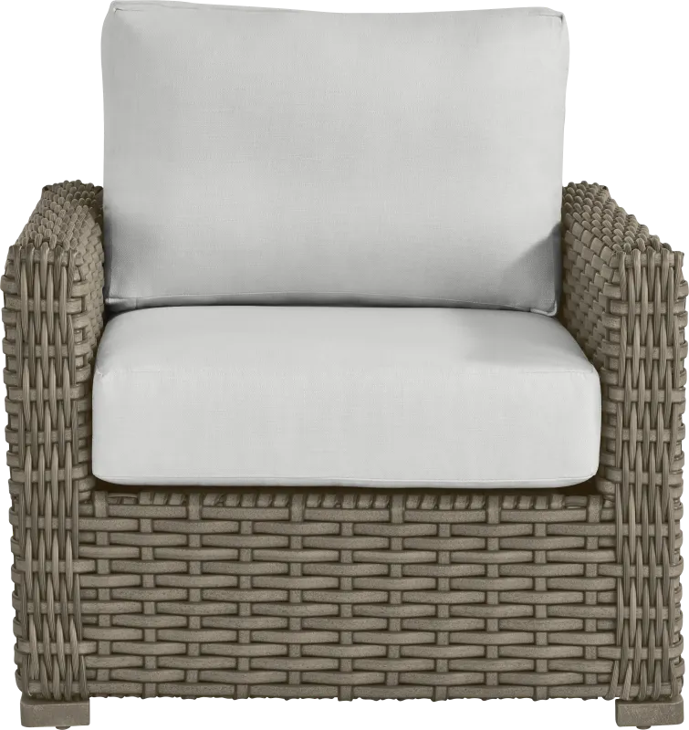 Siesta Key Driftwood Finish Outdoor Chair with Dove Cushions