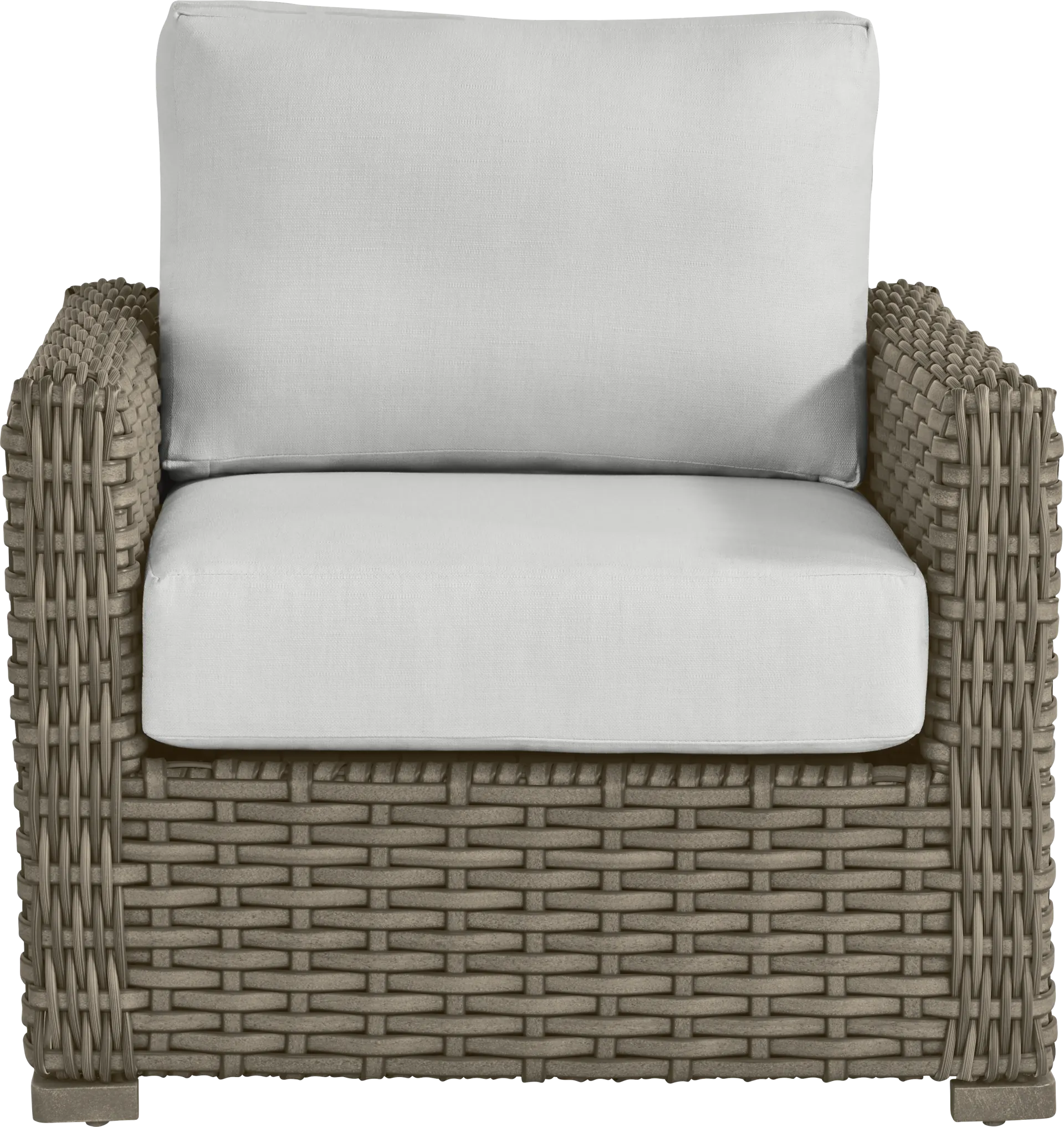 Siesta Key Driftwood Finish Outdoor Chair with Dove Cushions - Image 1