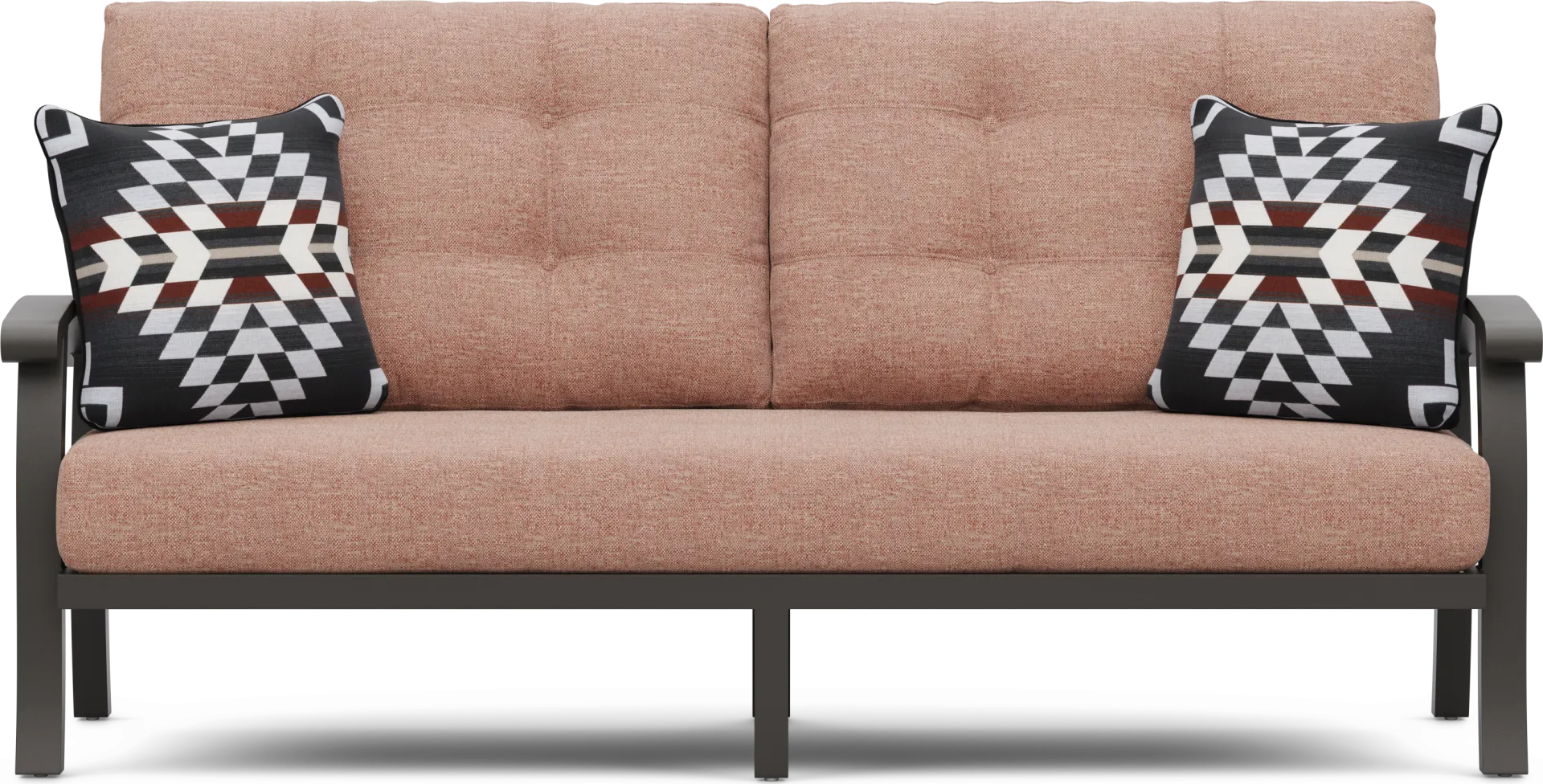 Lake Breeze Aged Bronze Outdoor Sofa with Terracotta Cushions - Image 1