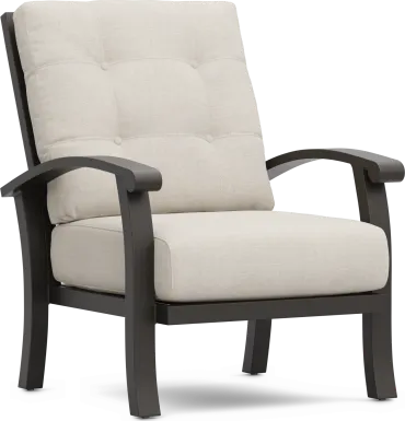 Lake Breeze Aged Bronze Outdoor Club Chair with Parchment Cushions