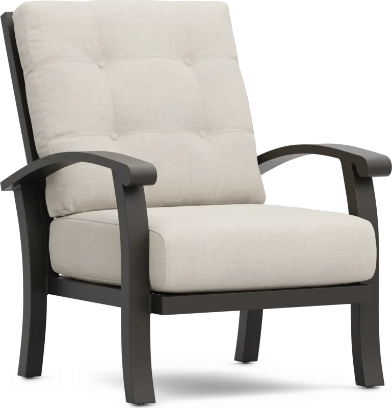 Lake Breeze Aged Bronze Outdoor Club Chair with Parchment Cushions