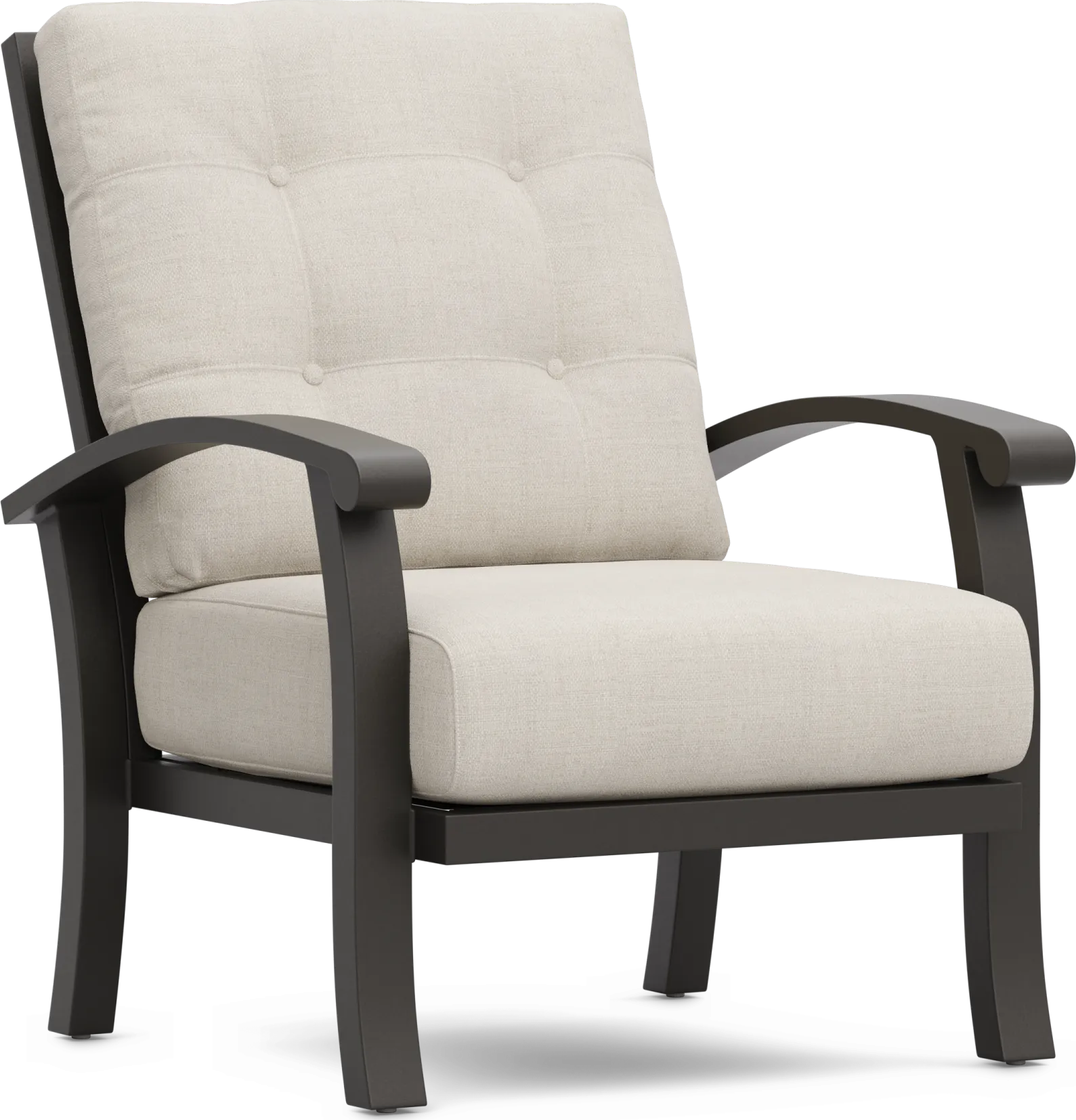 Lake Breeze Aged Bronze Outdoor Club Chair with Parchment Cushions - Image 2