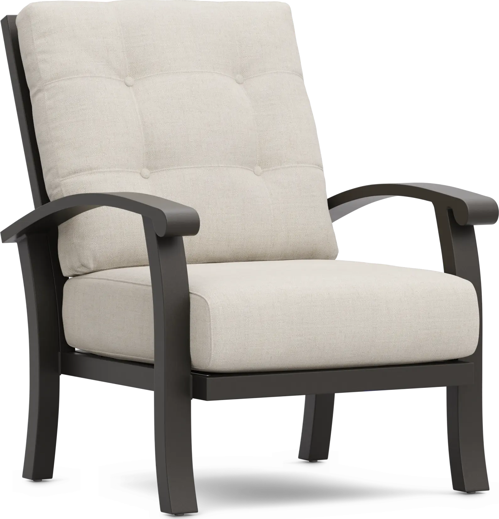 Lake Breeze Aged Bronze Outdoor Club Chair with Parchment Cushions