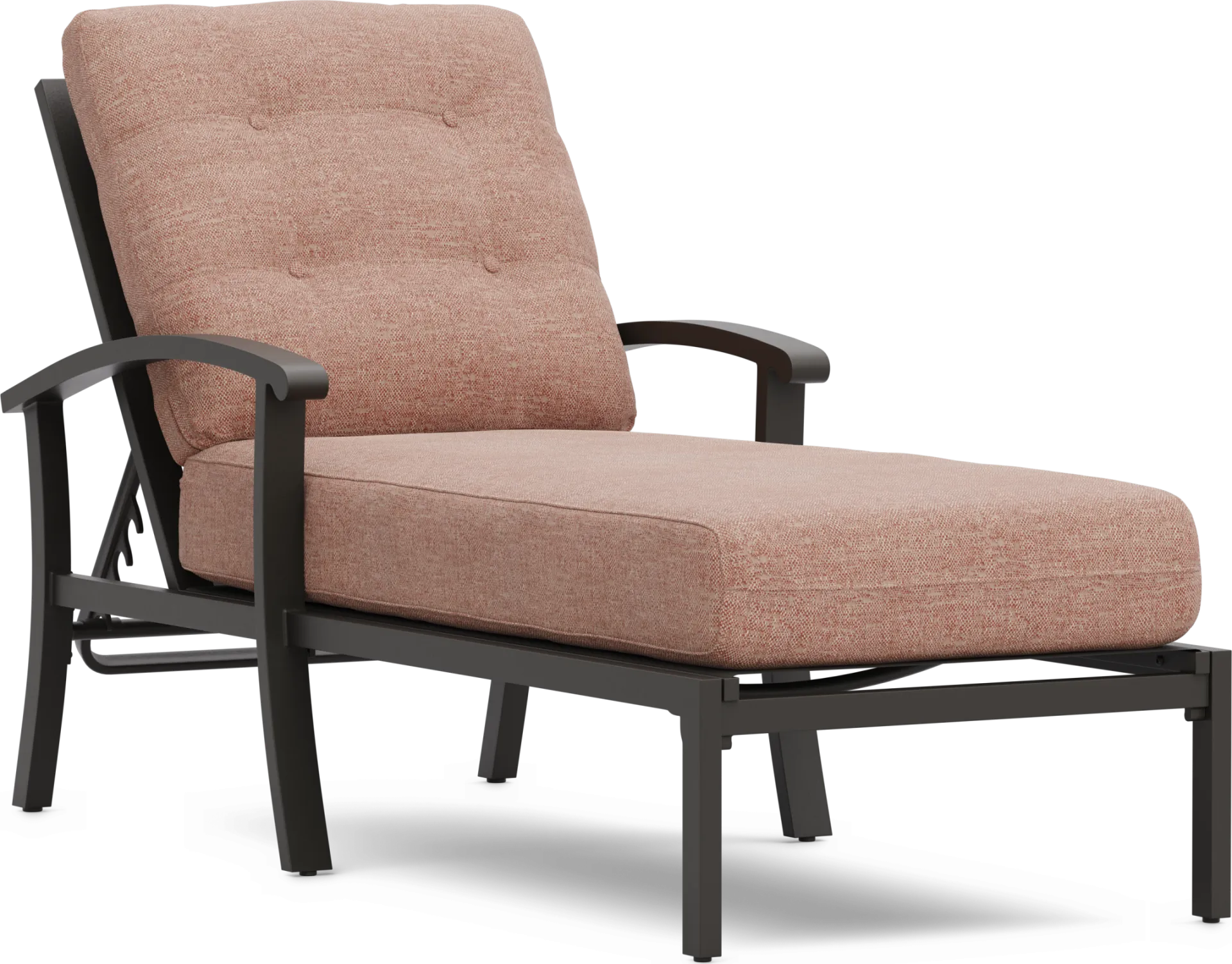 Lake Breeze Aged Bronze Outdoor Chaise with Terracotta Cushions - Image 1