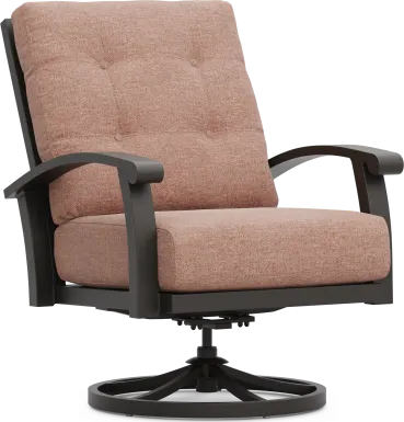 Lake Breeze Aged Bronze Outdoor Swivel Club Chair with Terracotta Cushions