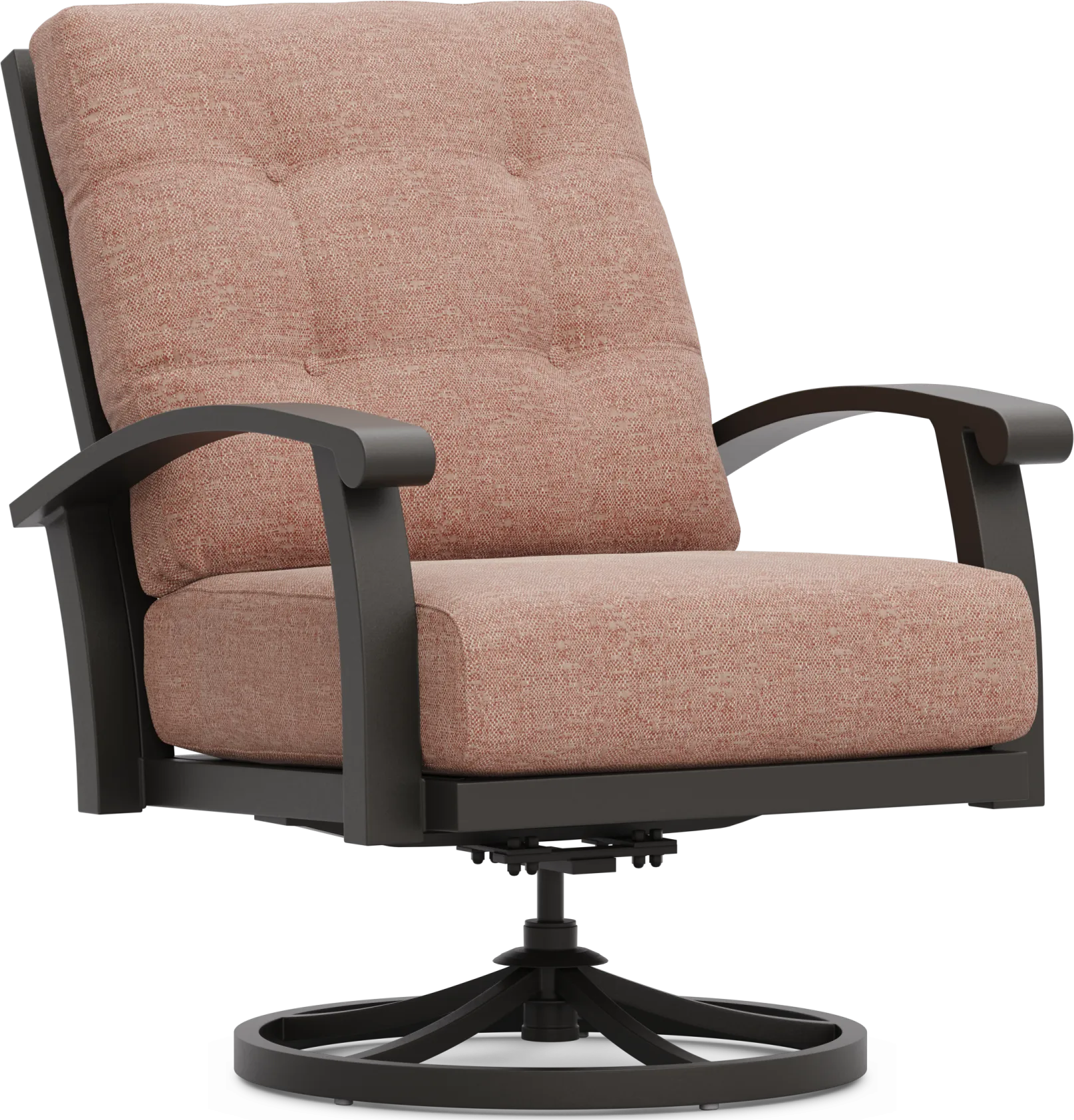 Lake Breeze Aged Bronze Outdoor Swivel Club Chair with Terracotta Cushions - Image 1