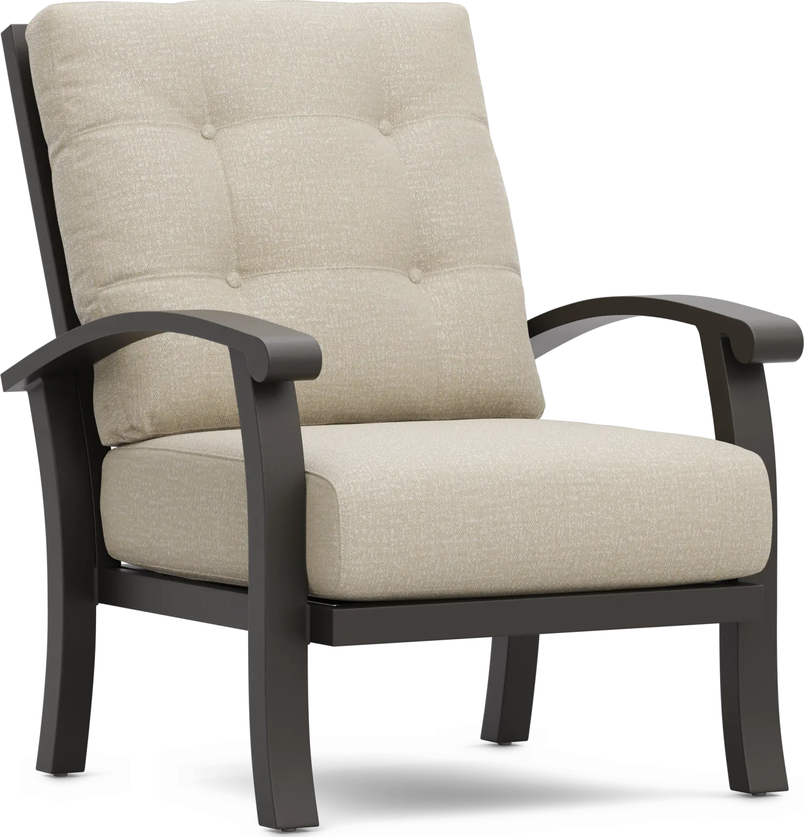 Lake Breeze Aged Bronze Outdoor Club Chair with Hemp-Colored Cushions
