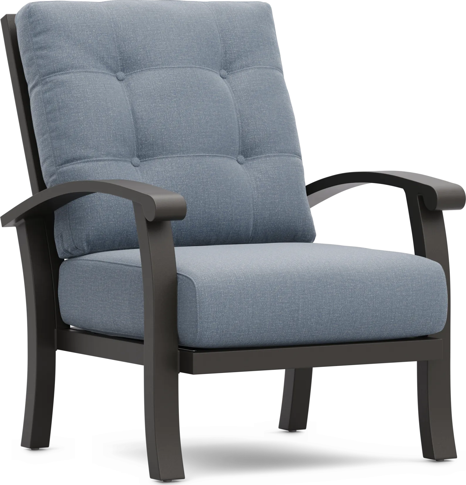 Lake Breeze Aged Bronze Outdoor Club Chair with Blueberry Cushions - Image 2