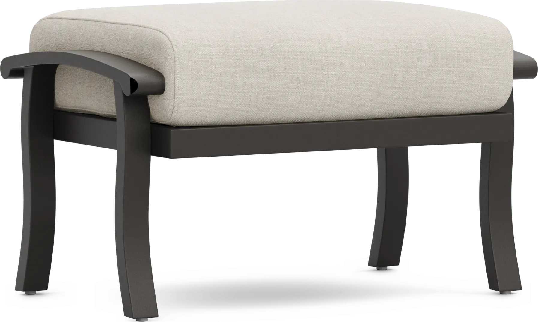 Lake Breeze Aged Bronze Outdoor Ottoman with Parchment Cushion - Thumbnail - Image 1