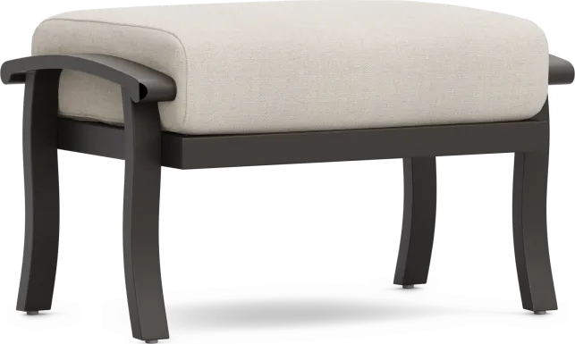 Lake Breeze Aged Bronze Outdoor Ottoman with Parchment Cushion