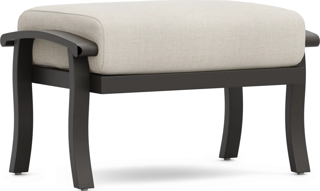 Lake Breeze Aged Bronze Outdoor Ottoman with Parchment Cushion