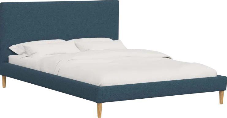 Cenwyn Dark Blue King Platform Bed