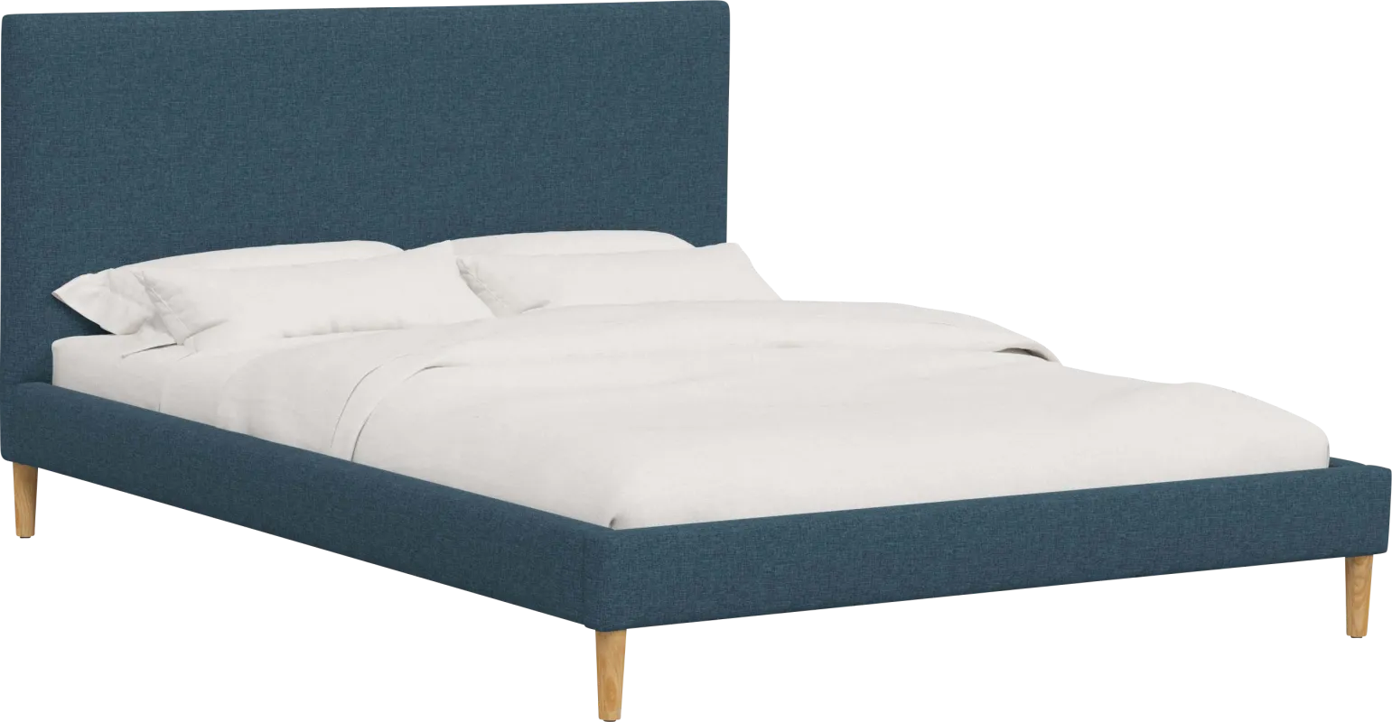 Cenwyn Dark Blue Cal King Platform Bed