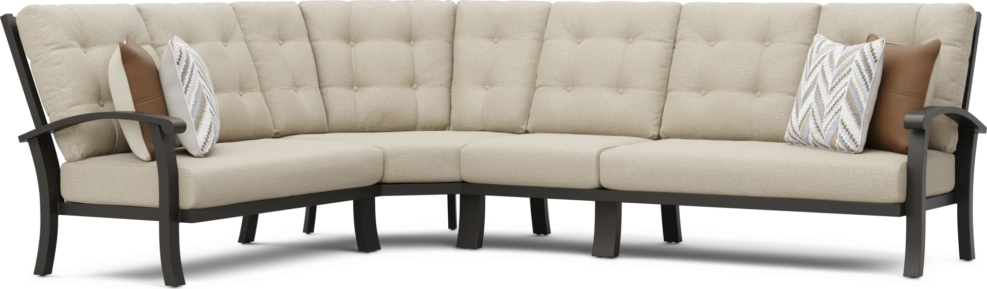 Lake Breeze Aged Bronze 4 Pc Outdoor Sectional with Hemp-Colored Cushions - Image 2