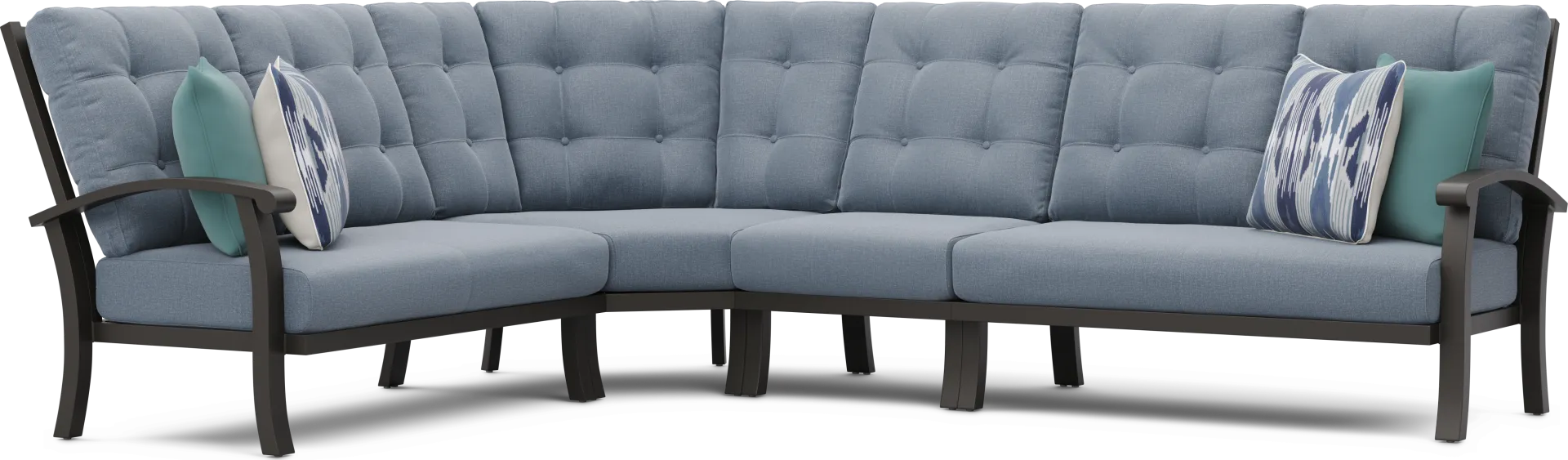 Lake Breeze Aged Bronze 4 Pc Outdoor Sectional with Blueberry Cushions - Image 2
