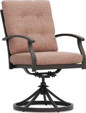 Lake Breeze Aged Bronze Outdoor Swivel Dining Chair with Terracotta Cushions