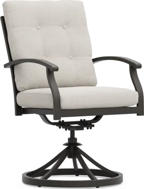 Lake Breeze Aged Bronze Outdoor Swivel Dining Chair with Desert Cushions