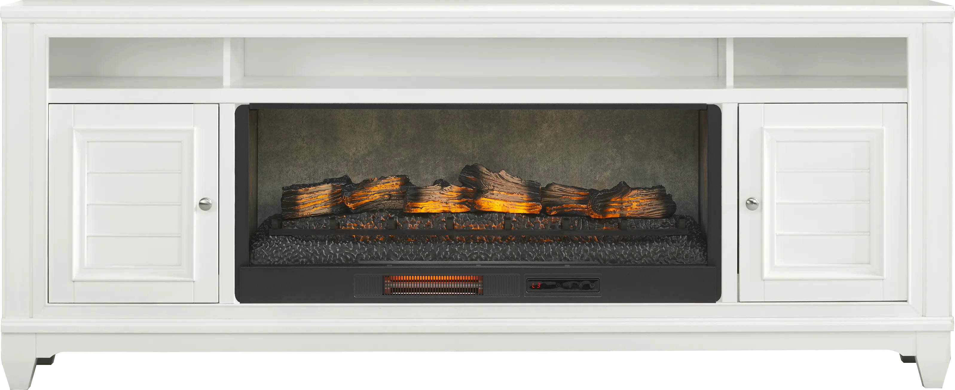 Hilton Head White 82 in. Console with Electric Log Fireplace - Thumbnail - Image 1