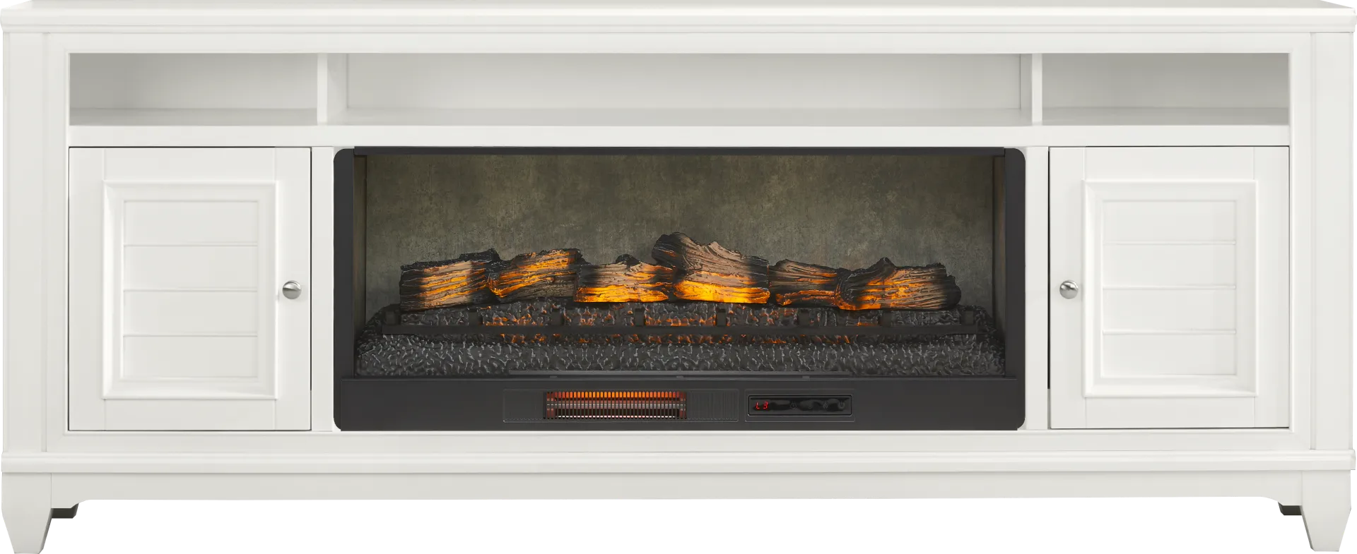 Hilton Head White 82 in. Console with Electric Log Fireplace - Image 1