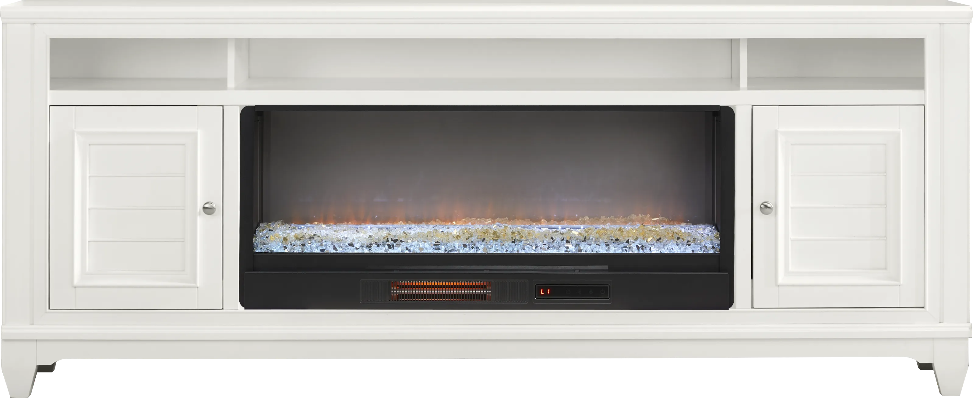 Hilton Head White 82 in. Console with Electric Fireplace - Thumbnail - Image 1