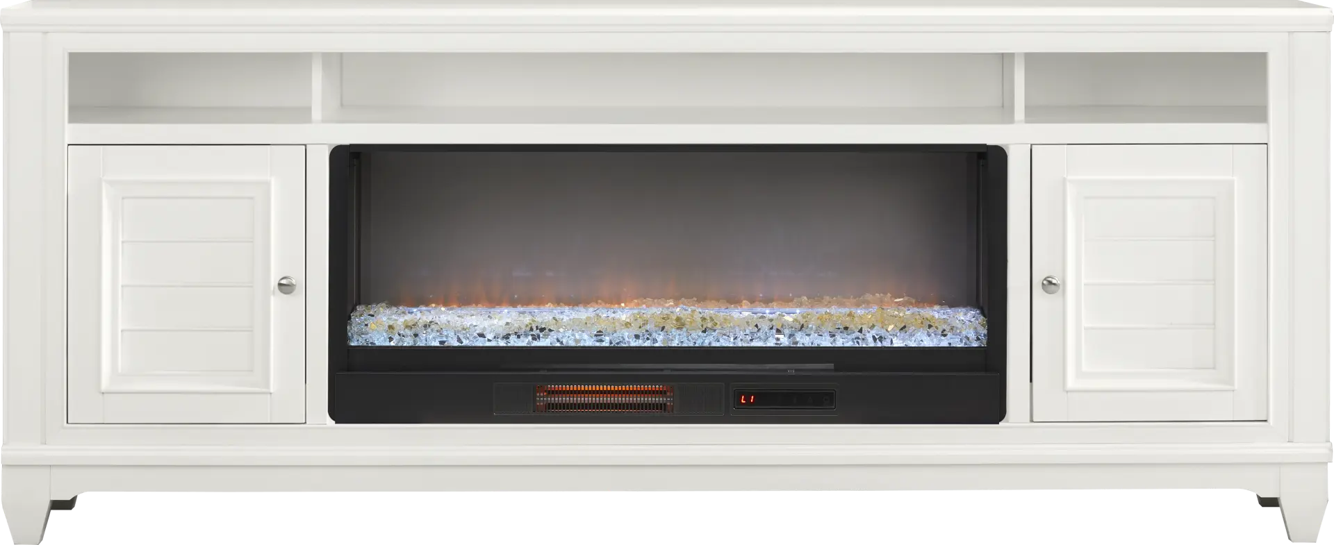 Hilton Head White 82 in. Console with Electric Fireplace