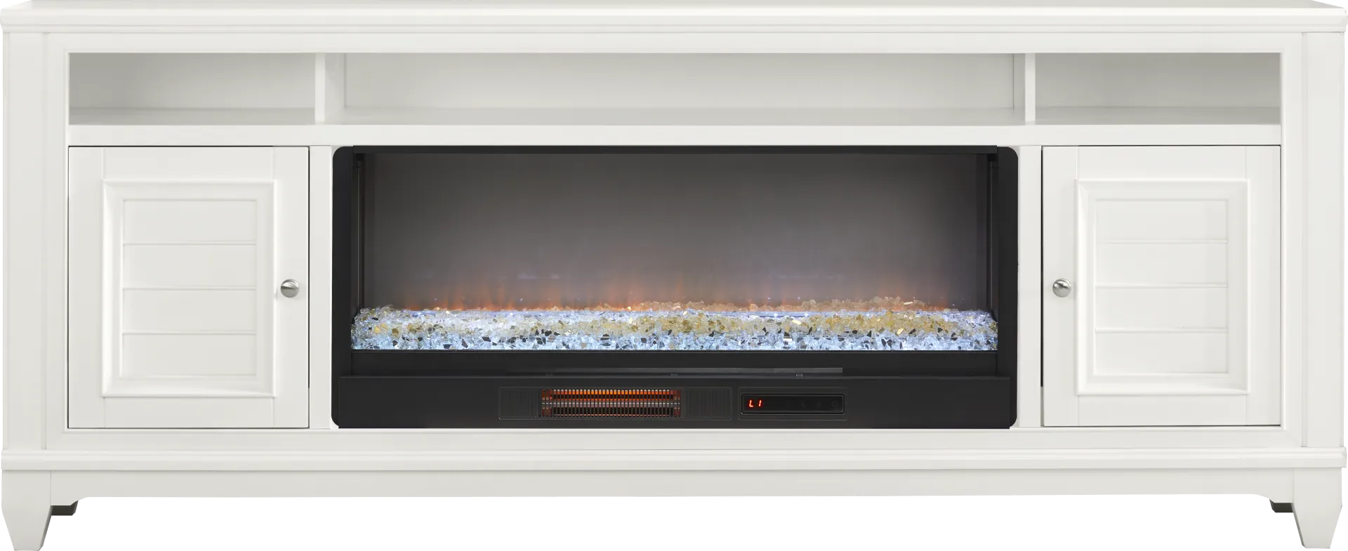 Hilton Head White 82 in. Console with Electric Fireplace - Image 1