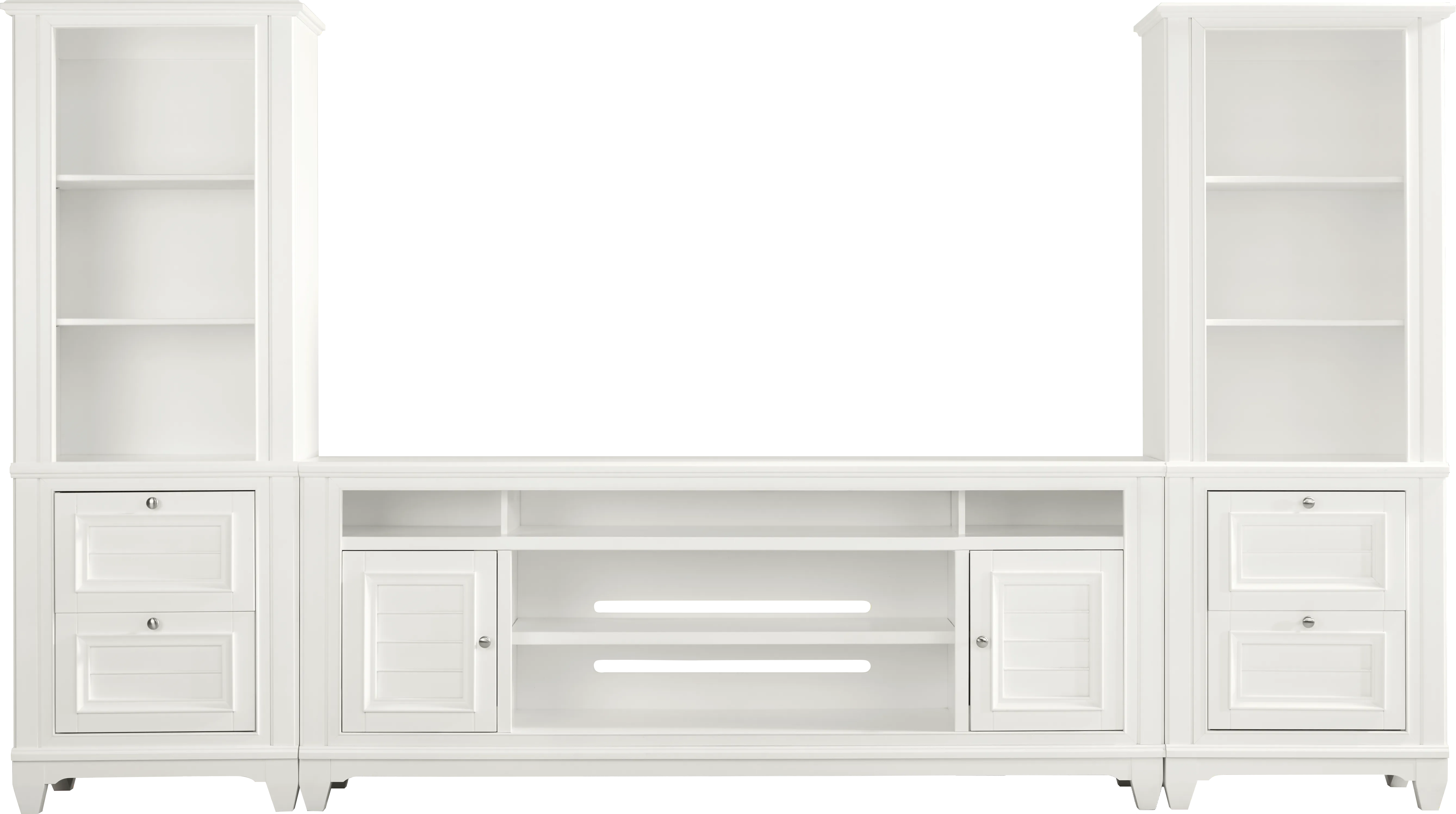 Hilton Head White 3 Pc Wall Unit with 82 in. Console - Thumbnail - Image 1