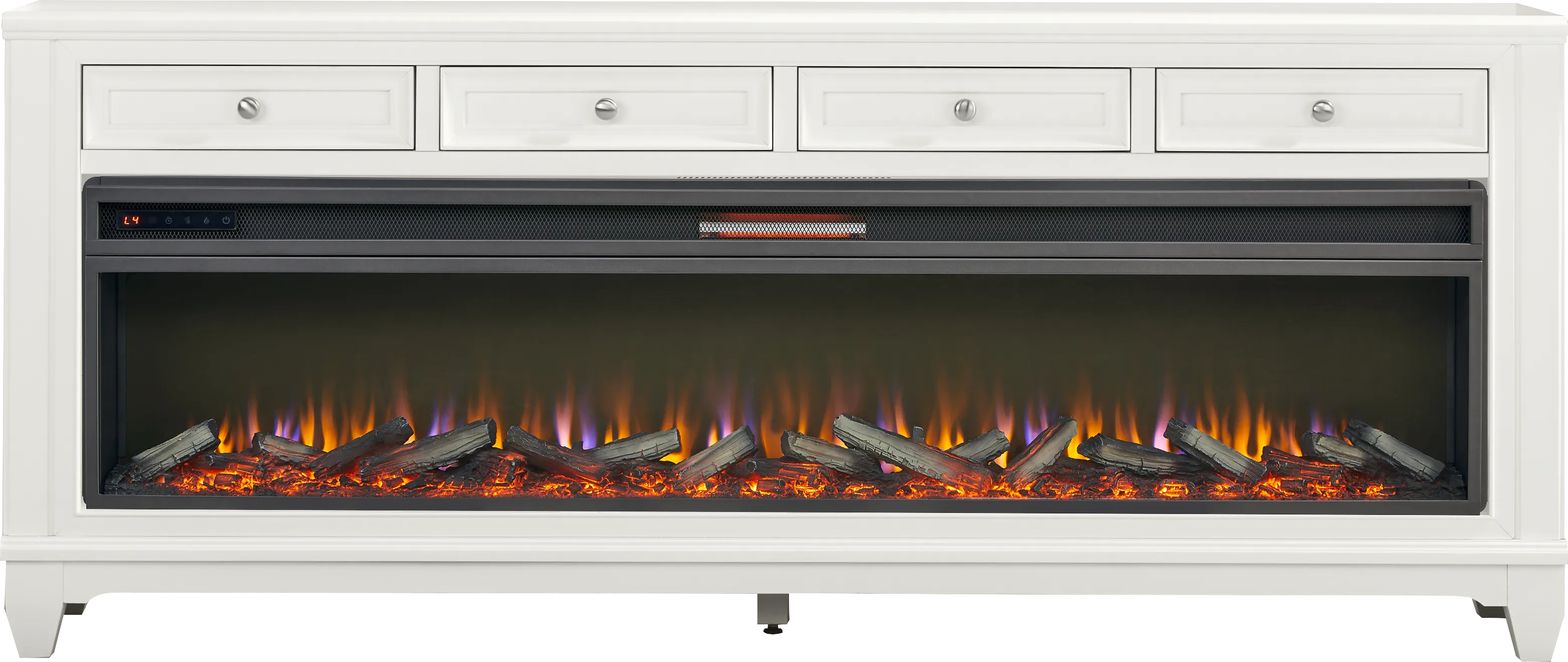 Hilton Head White 80 in. Console with Electric Log Fireplace - Thumbnail - Image 1