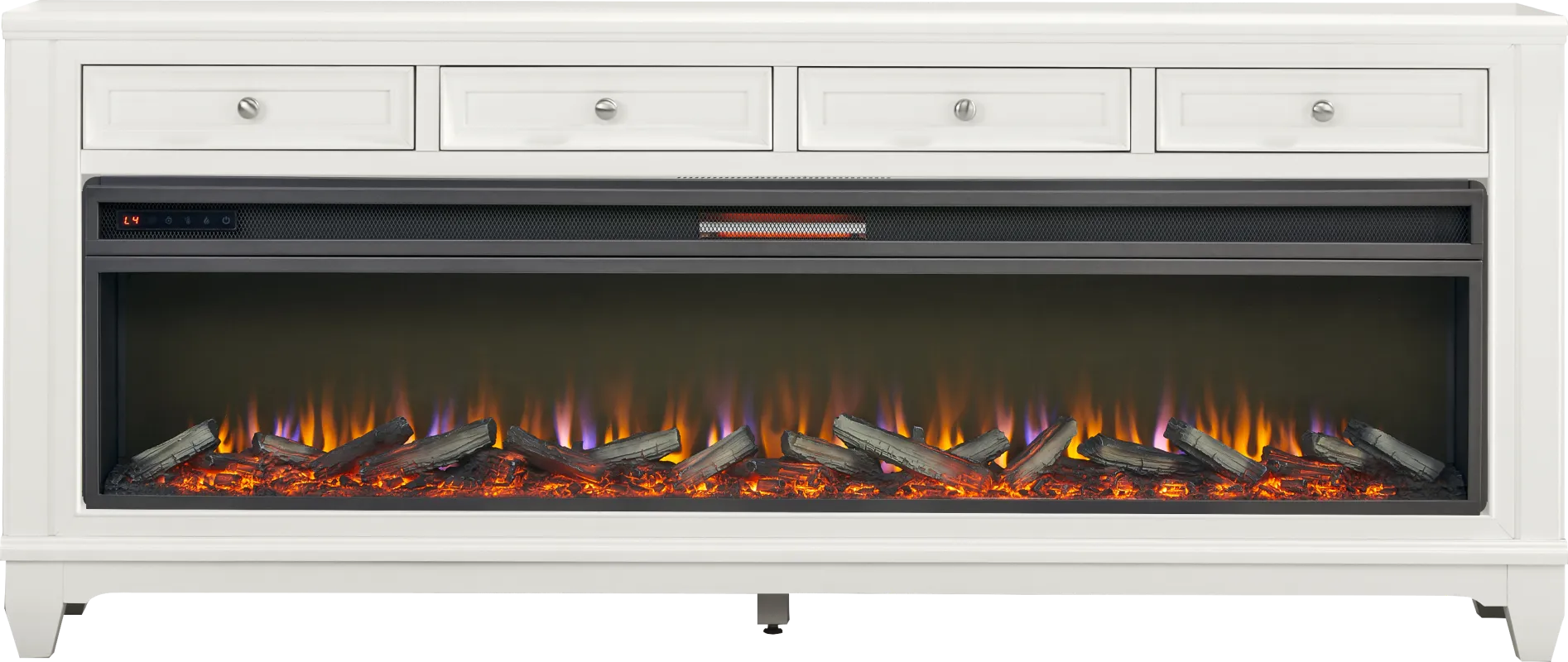 Hilton Head White 80 in. Console with Electric Log Fireplace