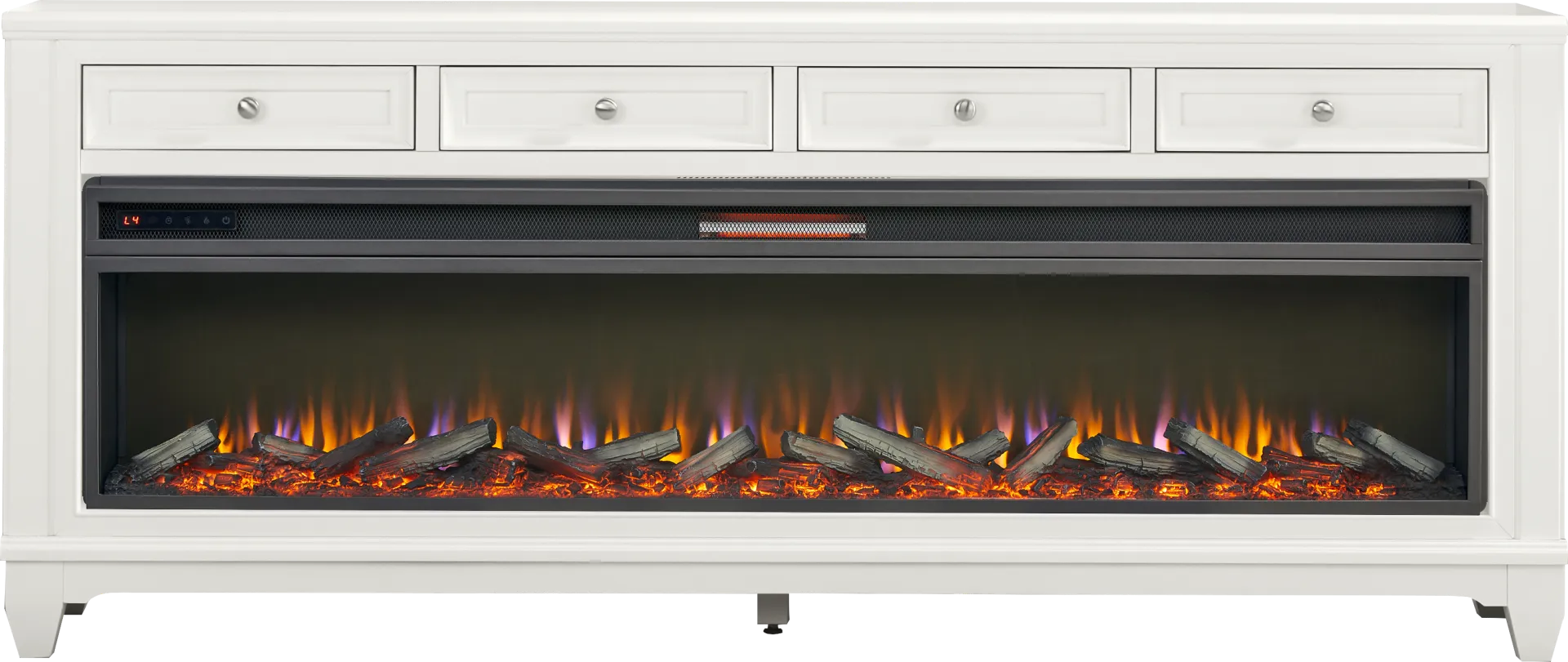 Hilton Head White 80 in. Console with Electric Log Fireplace - Image 1