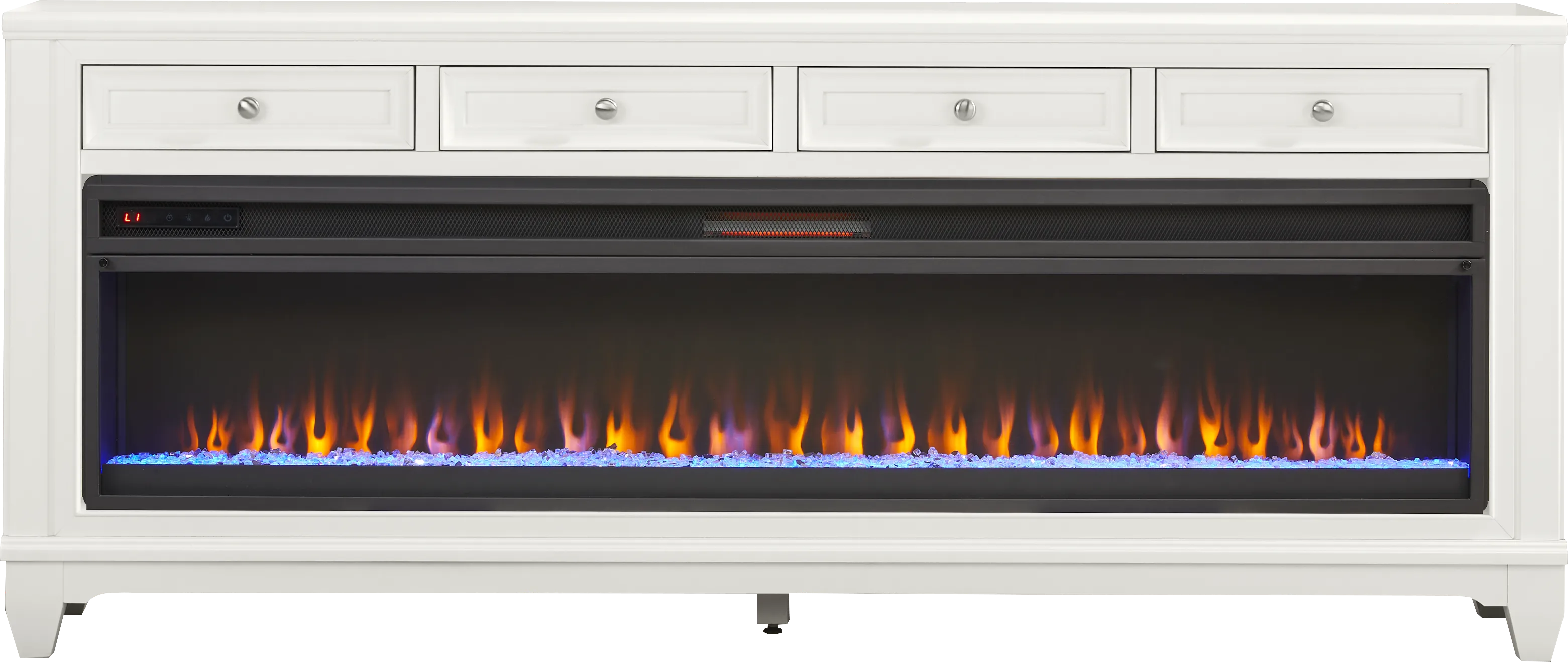 Hilton Head White 80 in. Console with Electric Fireplace - Thumbnail - Image 1