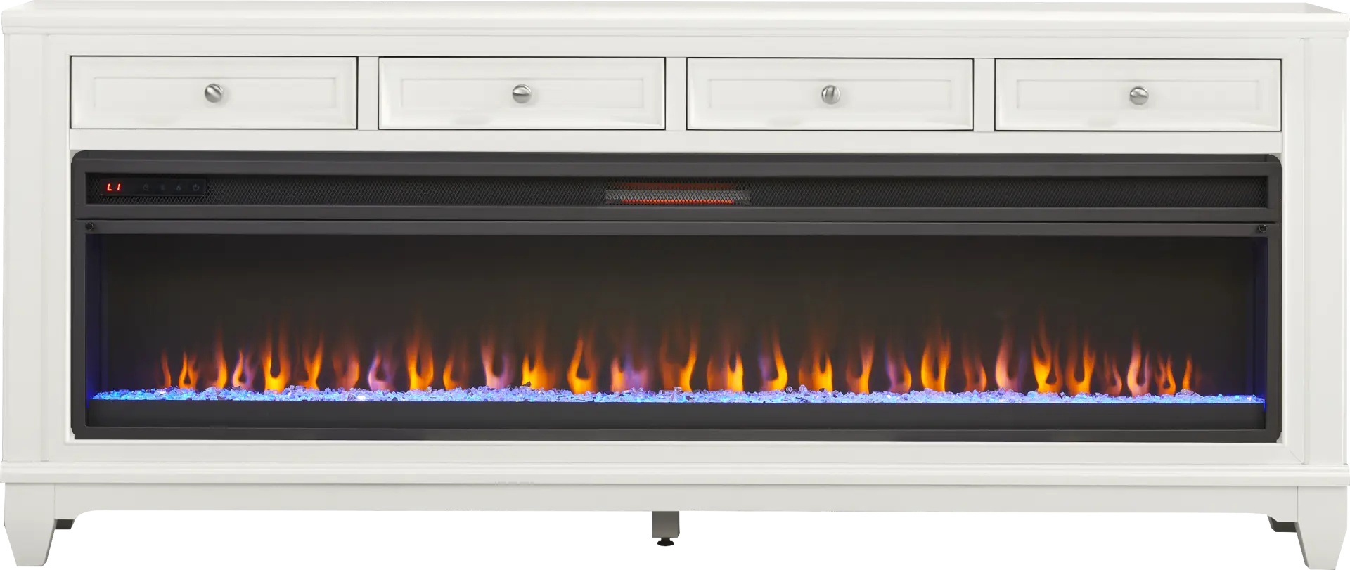 Hilton Head White 80 in. Console with Electric Fireplace
