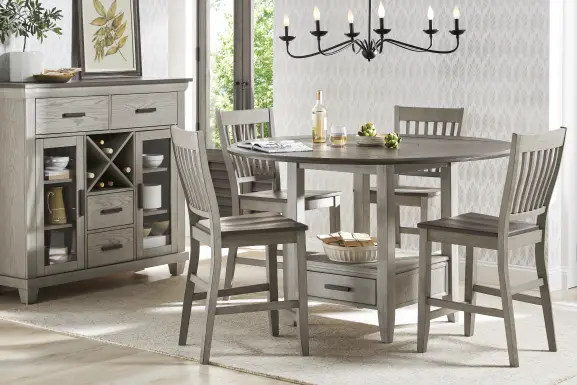 North Fork Gray 5 Pc Counter Height Drop Leaf Dining Room