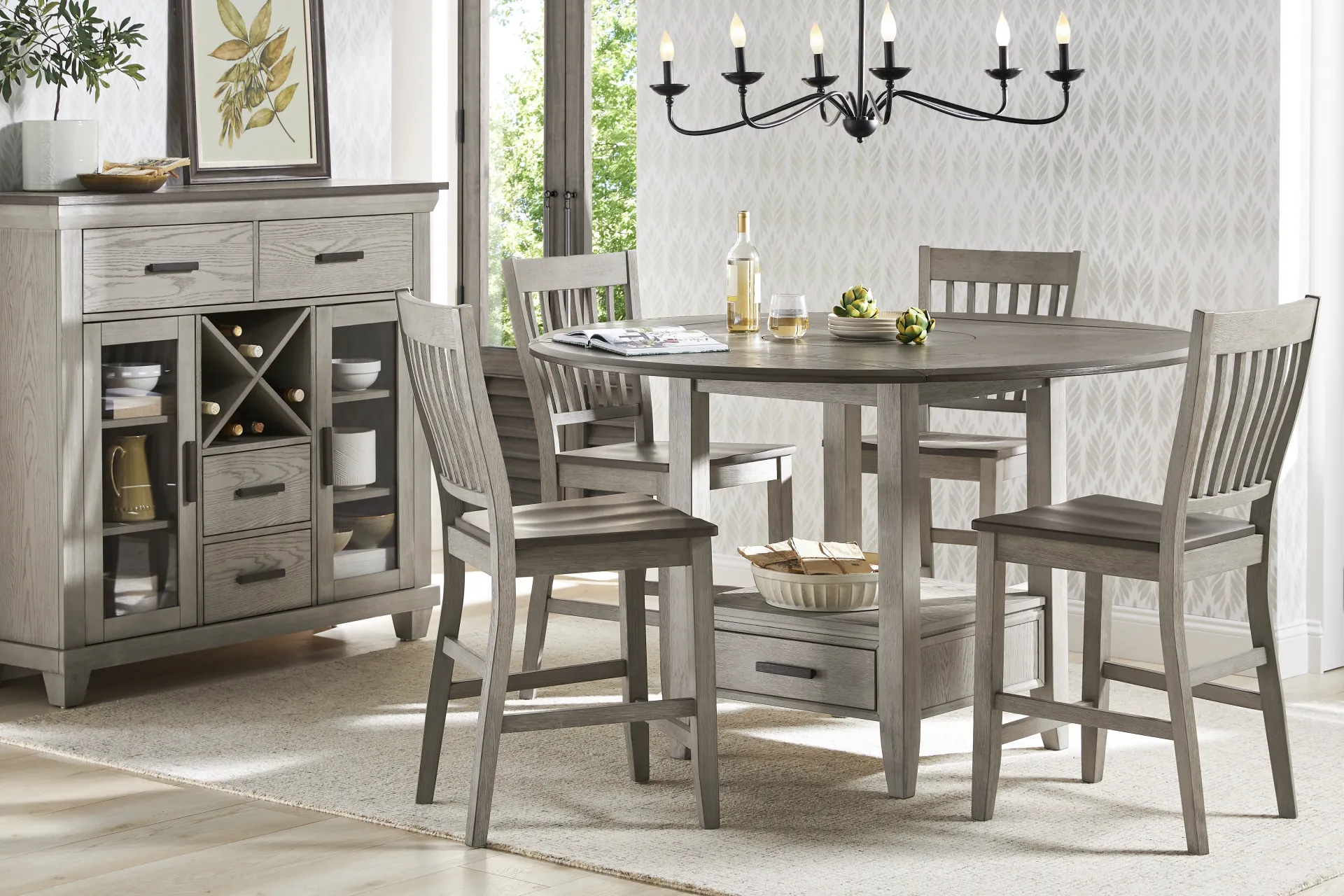North Fork Gray Counter Height Drop Leaf Dining Table - Image 1