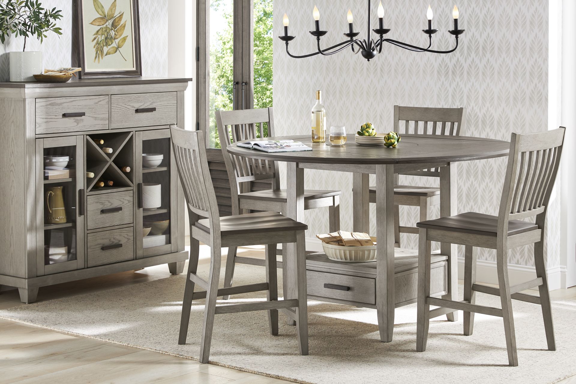 North Fork Gray Counter Height Drop Leaf Dining Table - Image 2