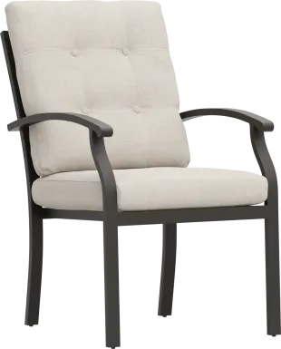 Lake Breeze Aged Bronze Outdoor Dining Chair with Parchment Cushions