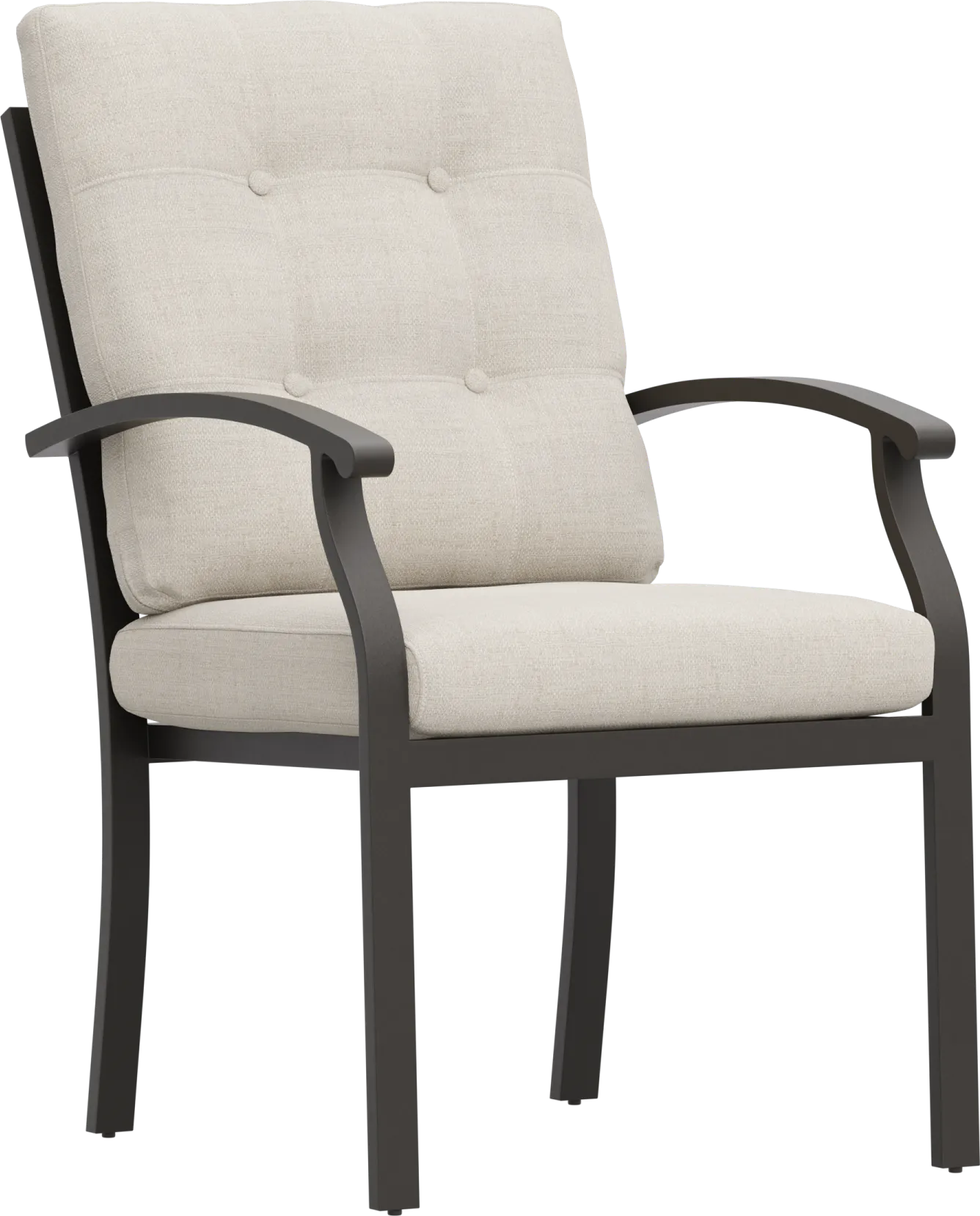 Lake Breeze Aged Bronze Outdoor Dining Chair with Parchment Cushions - Image 2