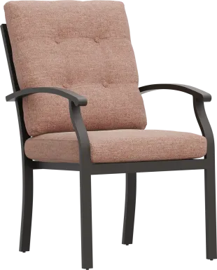 Lake Breeze Aged Bronze Outdoor Dining Chair with Terracotta Cushions