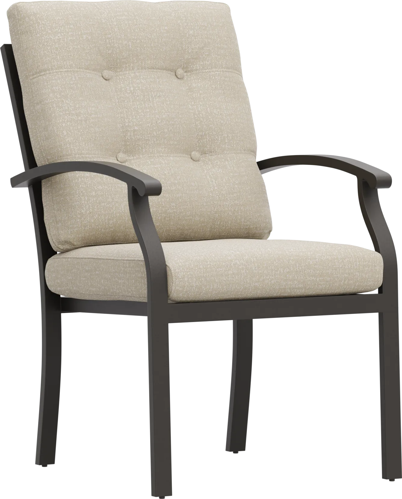 Lake Breeze Aged Bronze Outdoor Dining Chair with Hemp-Colored Cushions - Image 2