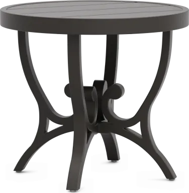 Lake Breeze Aged Bronze Round Outdoor End Table