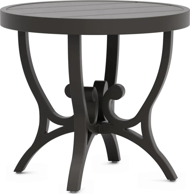 Lake Breeze Aged Bronze Round Outdoor End Table