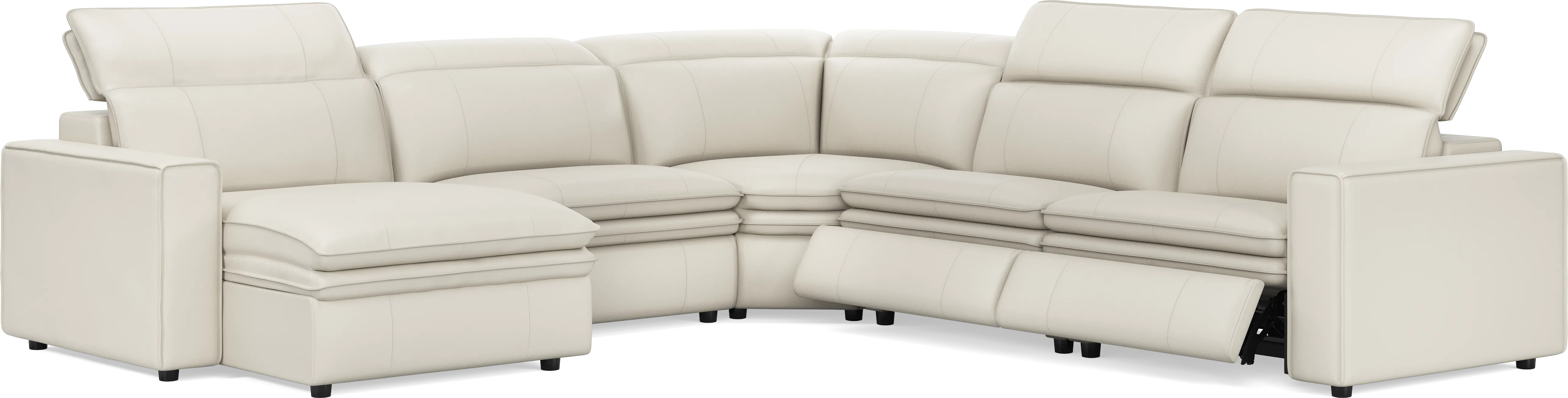 Santorini Ice Leather 5 Pc Dual Power Reclining Sectional - Thumbnail - Image 1