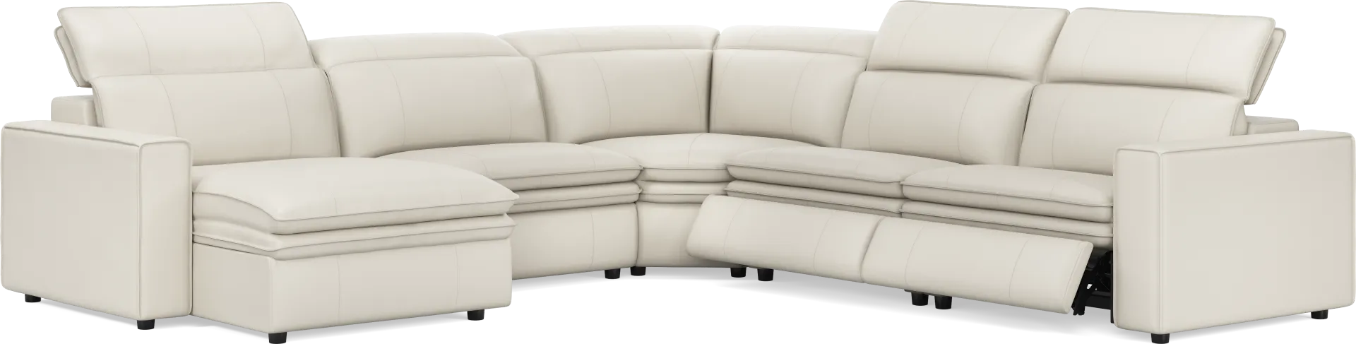 Santorini Ice Leather 5 Pc Dual Power Reclining Sectional
