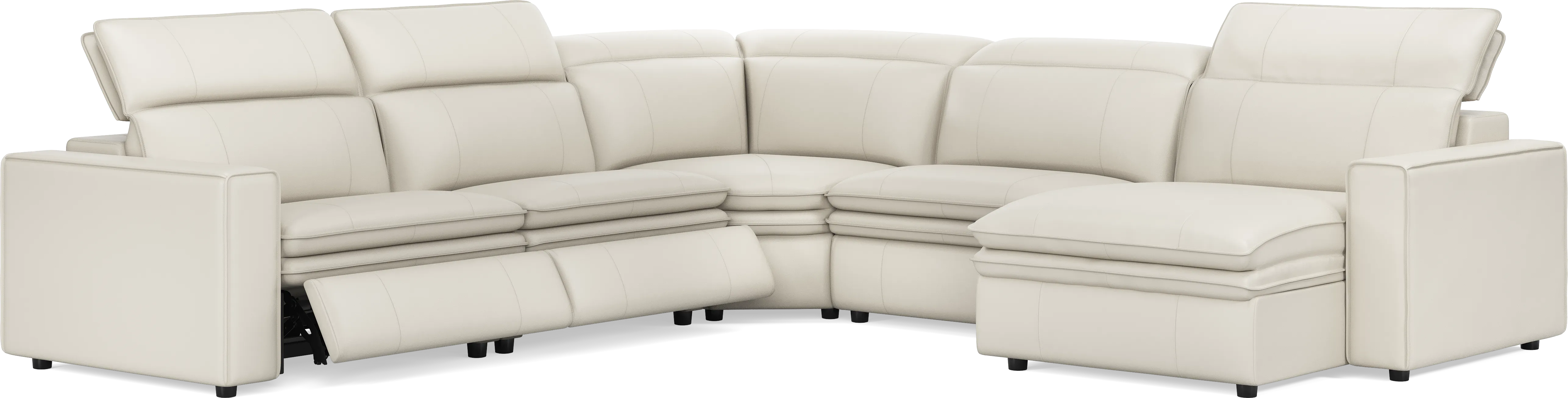 Santorini Ice Leather 5 Pc Dual Power Reclining Sectional - Thumbnail - Image 1